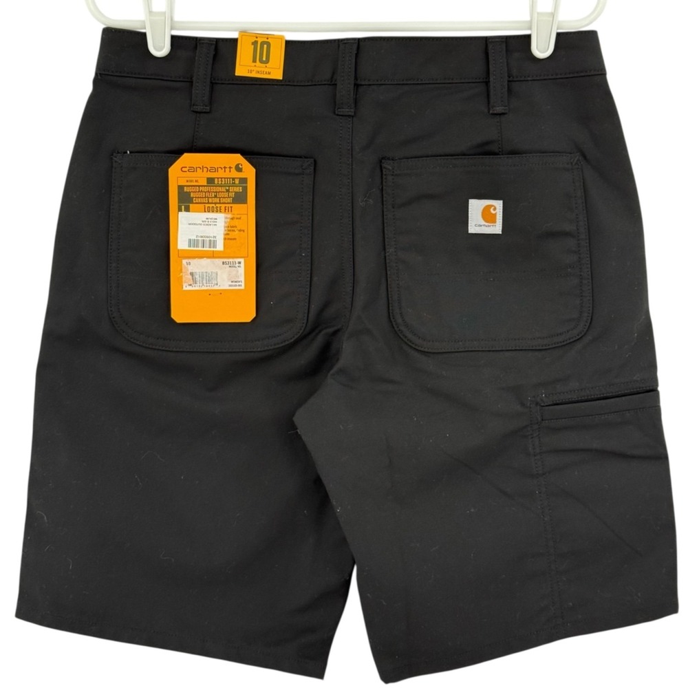 Carhartt Women's Rugged Flex Black Canvas Work Shorts Size 10 NWT 10" Inseam - Picture 2 of 11
